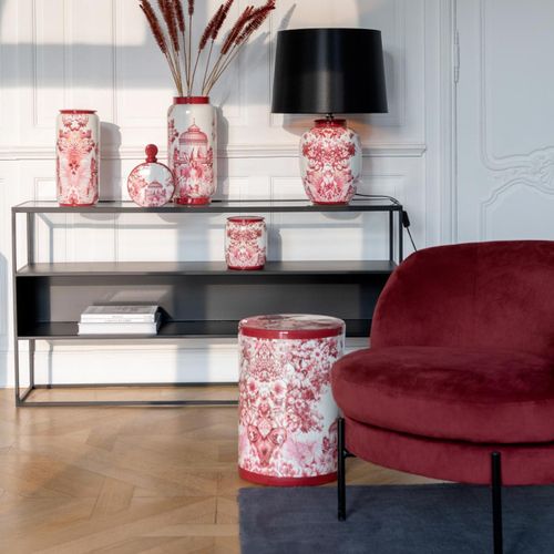 Pot En Porcelaine "moriko" 23cm Rouge et Blanc