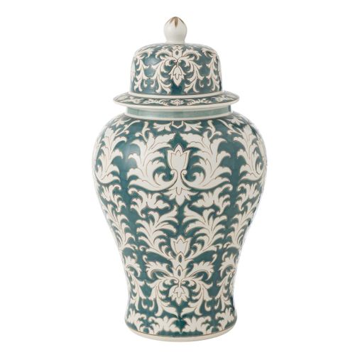 Vase Déco En Verre "victoria" 51cm Vert et Blanc