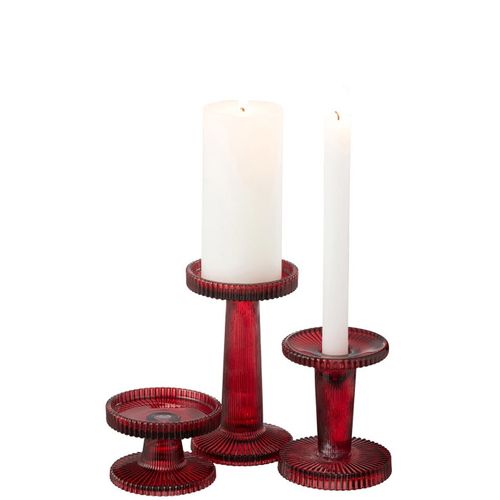 Lot De 3 Chandeliers En Verre "nelly" 16cm Rouge