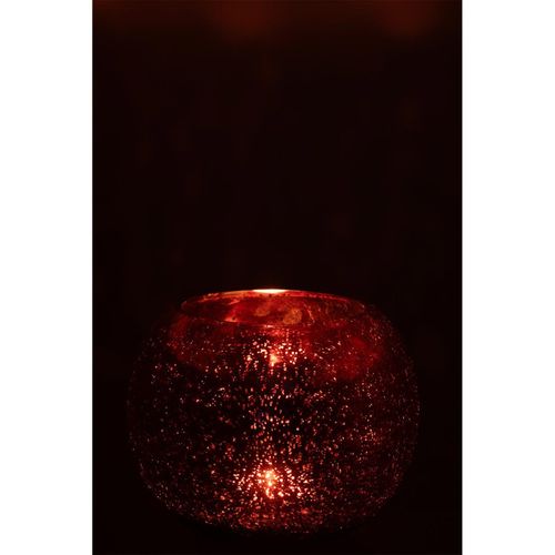 Photophore Boule En Verre "craquelée" 20cm Rose