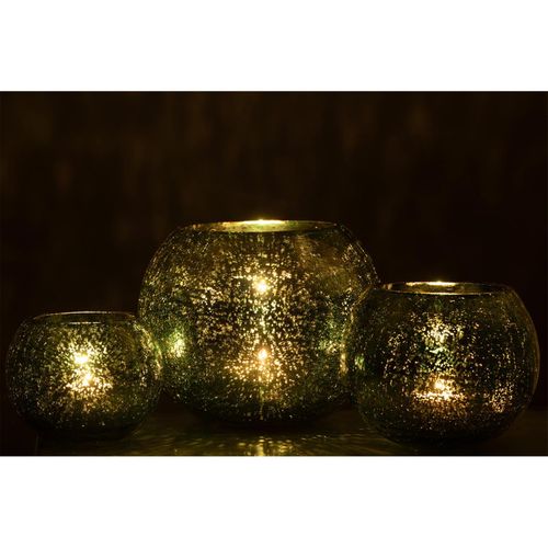 Photophore Boule En Verre "craquelée" 20cm Vert D'eau