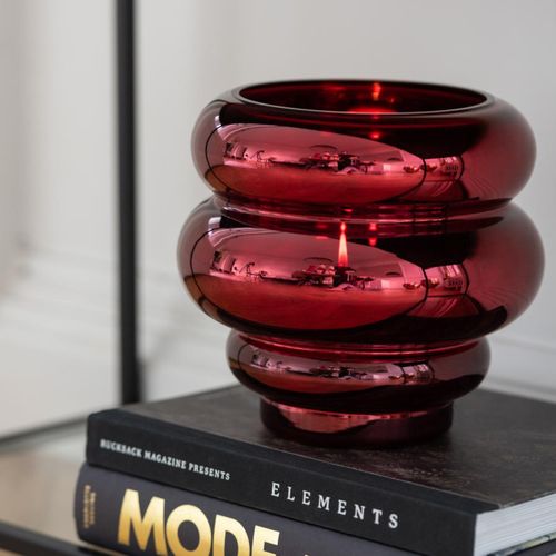 Photophore Design "cléa" 20cm Rouge Foncé