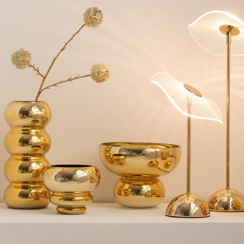 Photophore Design Bol "cléa" 23cm Doré