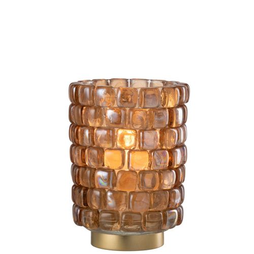 Photophore Mosaïque En Verre "harlan" 20cm Cognac