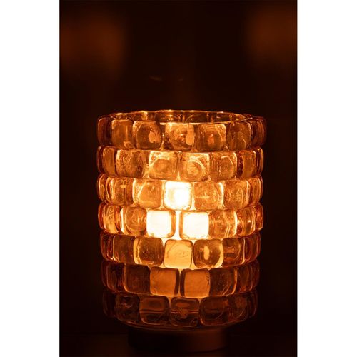 Photophore Mosaïque En Verre "harlan" 20cm Cognac