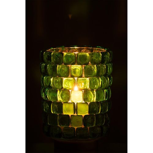 Photophore Mosaïque En Verre "harlan" 20cm Vert