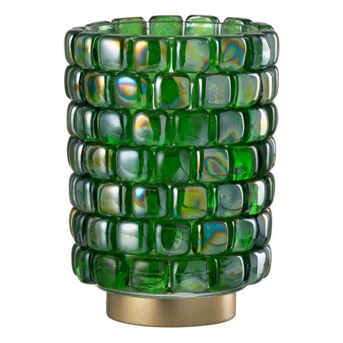 Photophore Mosaïque En Verre "harlan" 20cm Vert