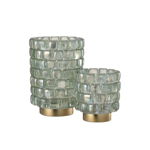 Photophore Mosaïque En Verre "harlan" 20cm Transparent