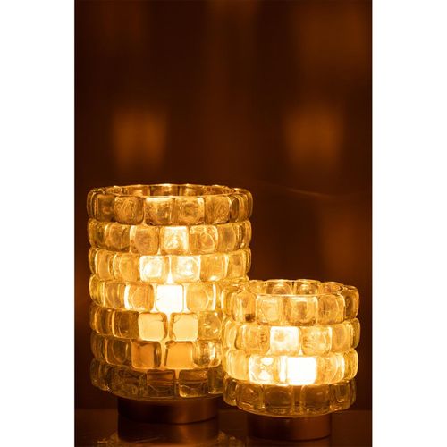 Photophore Mosaïque En Verre "harlan" 20cm Transparent