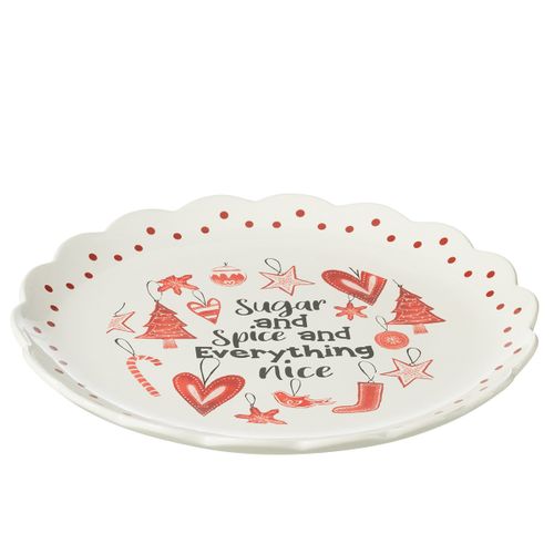 Assiette De Présentation De Noël "bakery" 39cm Rouge