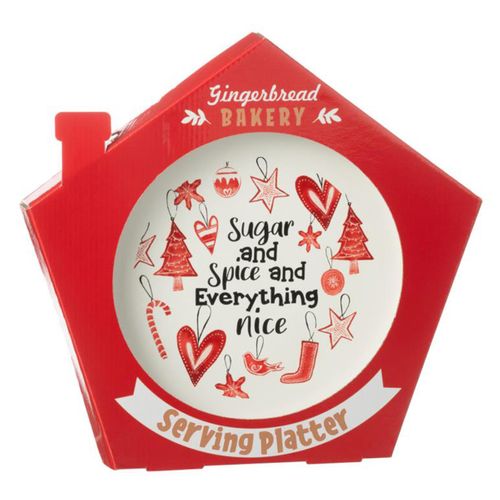 Assiette De Présentation De Noël "bakery" 39cm Rouge