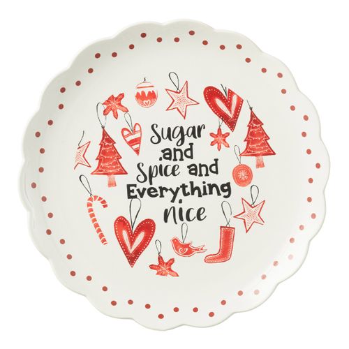 Assiette De Présentation De Noël "bakery" 39cm Rouge