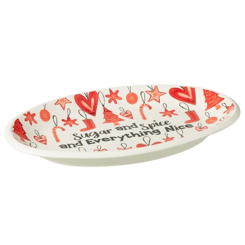 Assiette De Présentation De Noël "bakery" 55cm Rouge