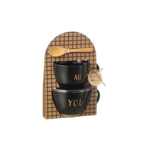 Lot De 2 Tasses Avec Cuillère "me You" 24cm Noir