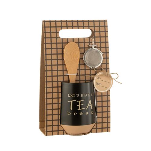 Tasse Avec Cuillère Et Boule à Thé "tea Break" 23cm Noir