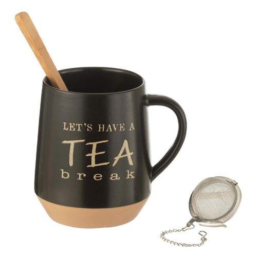 Tasse Avec Cuillère Et Boule à Thé "tea Break" 23cm Noir