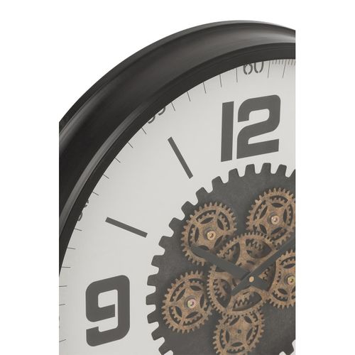 Horloge Murale Engrenage "frosted" 60cm Noir et Blanc