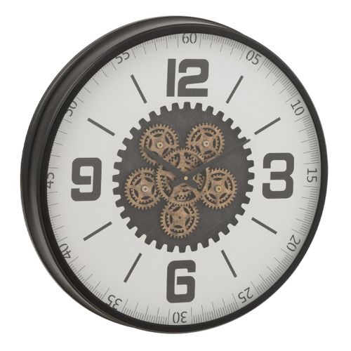 Horloge Murale Engrenage "frosted" 60cm Noir et Blanc