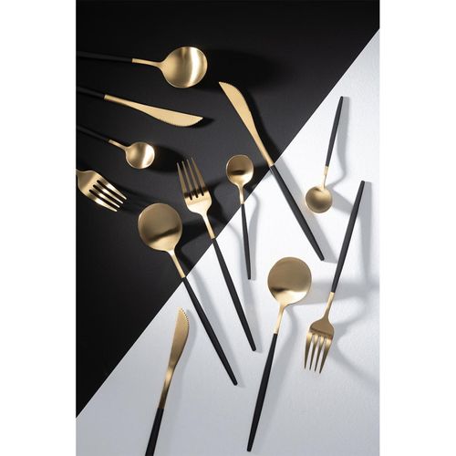 Ménagère 24 Pièces En Inox "mat" 27cm Noir et Doré