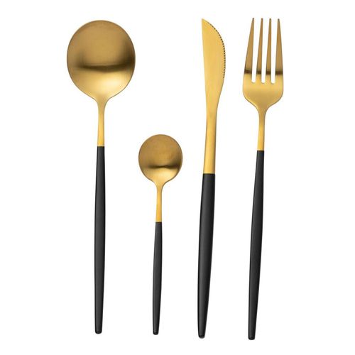 Ménagère 24 Pièces En Inox "mat" 27cm Noir et Doré