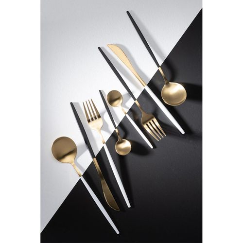 Ménagère 24 Pièces En Inox "mat" 27cm Noir et Doré