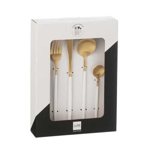 Ménagère 24 Pièces En Inox "mat" 27cm Blanc et Doré