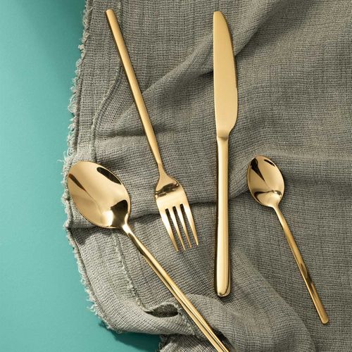 Ménagère 24 Pièces En Inox "brillant" 27cm Doré