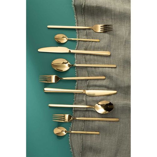 Ménagère 24 Pièces En Inox "brillant" 27cm Doré