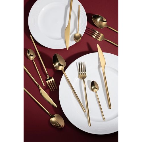 Ménagère 24 Pièces En Inox "irvin Brillant" 27cm Doré