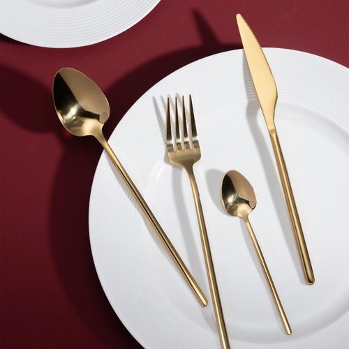 Ménagère 24 Pièces En Inox "irvin Brillant" 27cm Doré