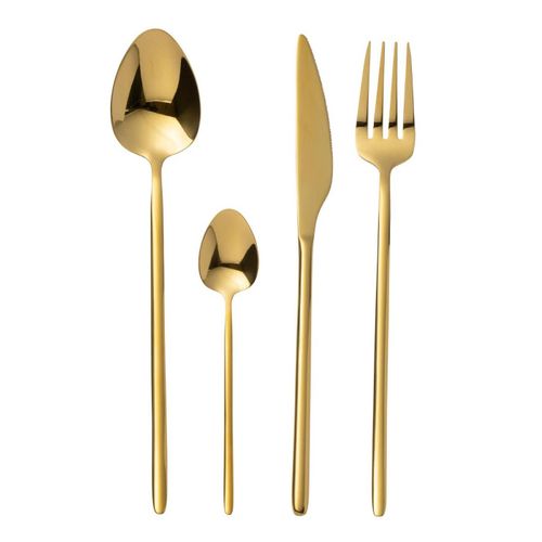 Ménagère 24 Pièces En Inox "irvin Brillant" 27cm Doré