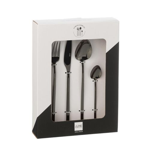 Ménagère 24 Pièces En Inox "irvin Brillant" 27cm Noir