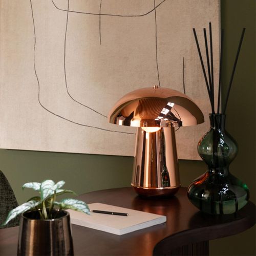 Lampe à Poser Design En Métal "champignon" 43cm Cuivre