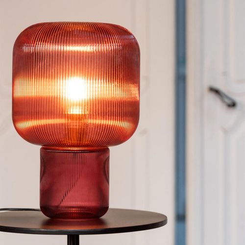 Lampe à Poser En Verre "allyson" 42cm Rouge