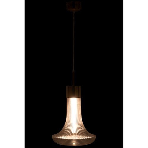 Lampe Suspension En Verre "vito" 34cm Transparent et Doré