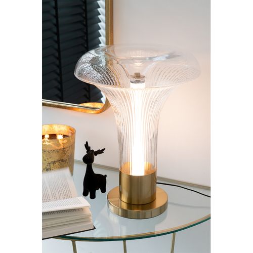 Lampe à Poser En Verre "vito" 55cm Transparent et Doré