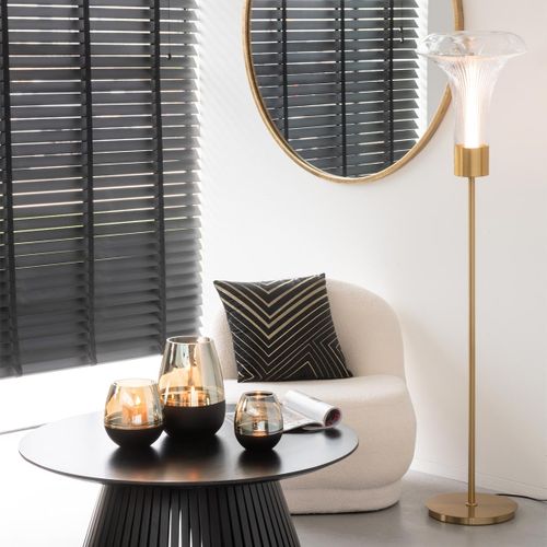 Lampadaire En Verre "vito" 155cm Transparent et Doré
