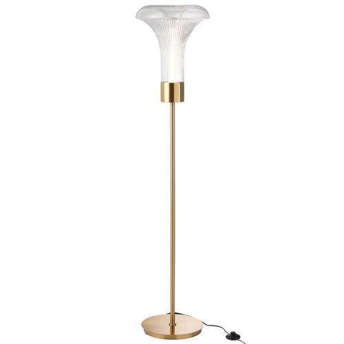Lampadaire En Verre "vito" 155cm Transparent et Doré