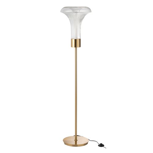 Lampadaire En Verre "vito" 155cm Transparent et Doré