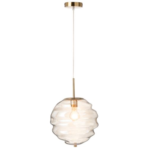 Lampe Suspension En Verre "ruche" 34cm Cognac Clair