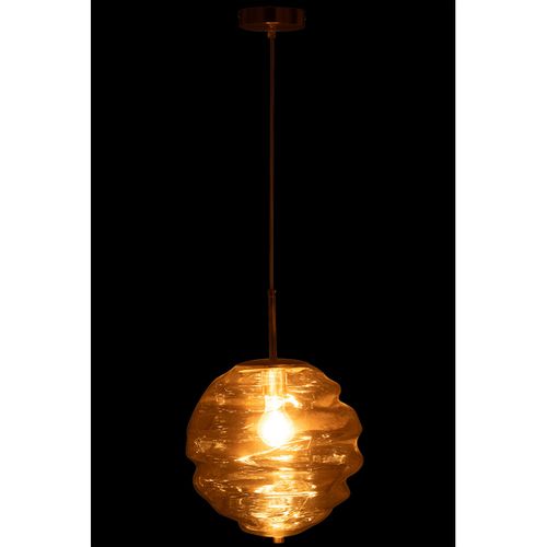 Lampe Suspension En Verre "ruche" 34cm Cognac Clair