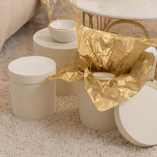 Lot De 3 Boîtes De Rangement Rondes Plates "vaughn" 32cm Blanc