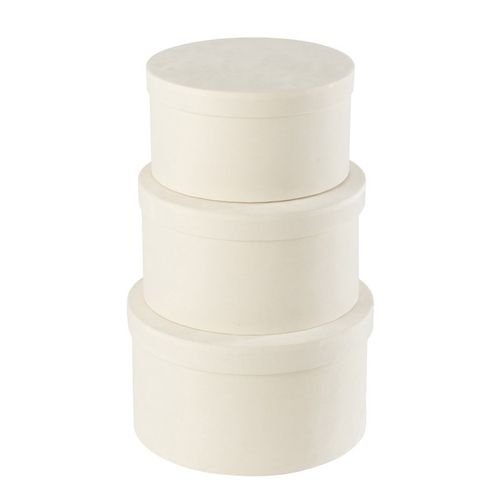 Lot De 3 Boîtes De Rangement Rondes Plates "vaughn" 32cm Blanc