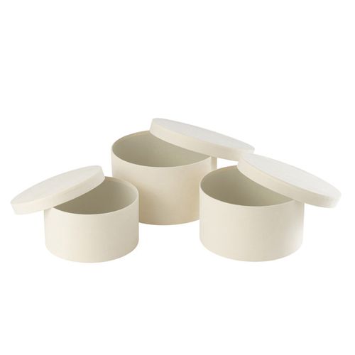 Lot De 3 Boîtes De Rangement Rondes Plates "vaughn" 32cm Blanc