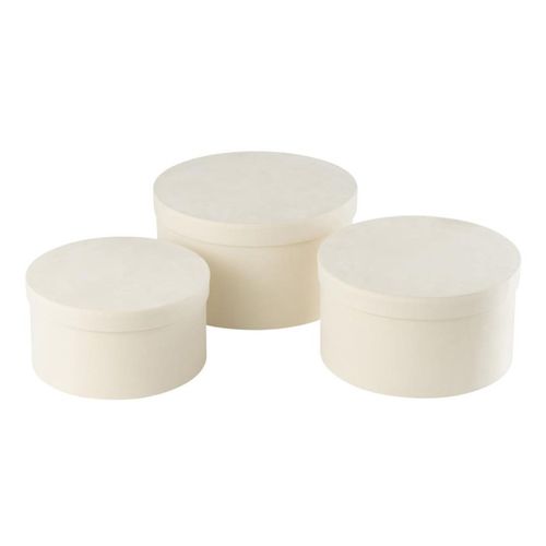 Lot De 3 Boîtes De Rangement Rondes Plates "vaughn" 32cm Blanc