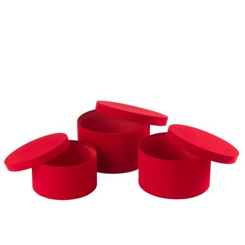 Lot De 3 Boîtes De Rangement Rondes Plates "vaughn" 32cm Rouge