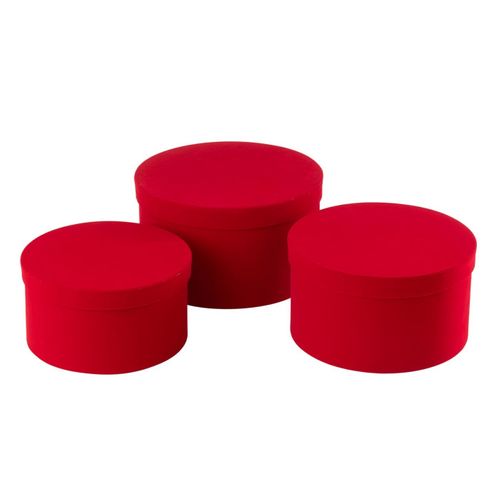 Lot De 3 Boîtes De Rangement Rondes Plates "vaughn" 32cm Rouge