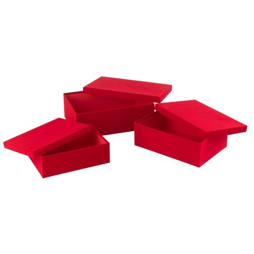 Lot De 3 Boîtes De Rangement "vaughn" 36cm Rouge