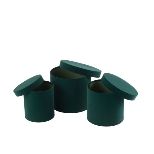 Lot De 3 Boîtes De Rangement Rondes "vaughn" 27cm Vert