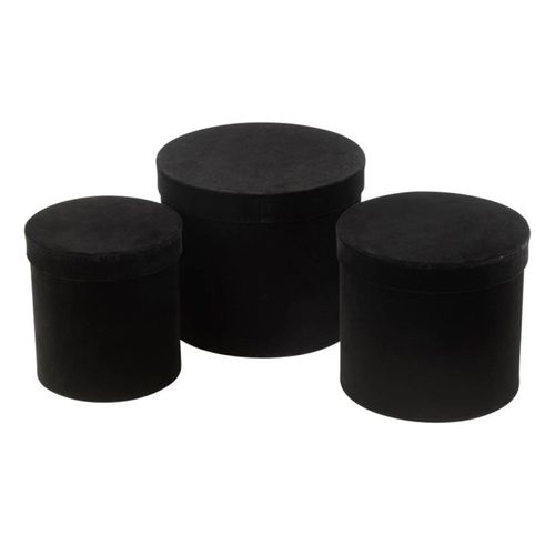 Lot De 3 Boîtes De Rangement Rondes "vaughn" 27cm Noir